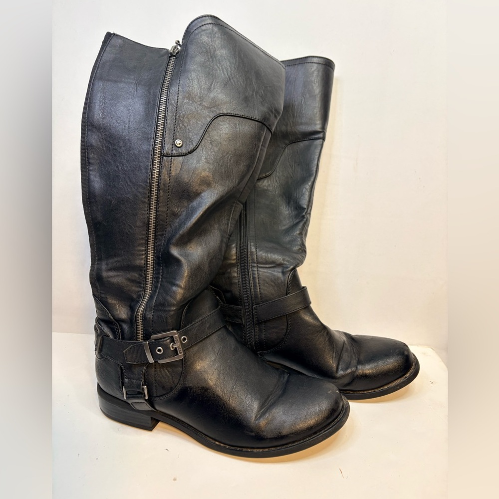 Black Leather Knee-High Riding boots G by Guess size 9